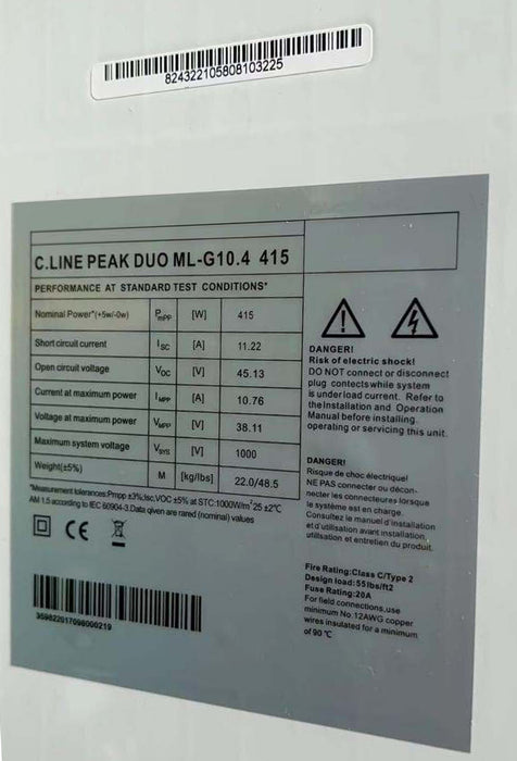 Q Cells High Performance 415W 33 stk hell pall. Sort ramme